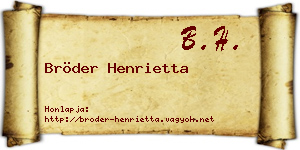 Bröder Henrietta névjegykártya